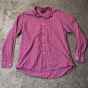 Polo by Ralph Lauren Westerton‎ XL Shirt Plaid Pink Green 100% Cotton Casual